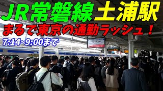 【通勤ラッシュ】JR常磐線土浦駅の朝ラッシュ！学生の利用者が多く大混雑する駅！【茨城県土浦市】2022年