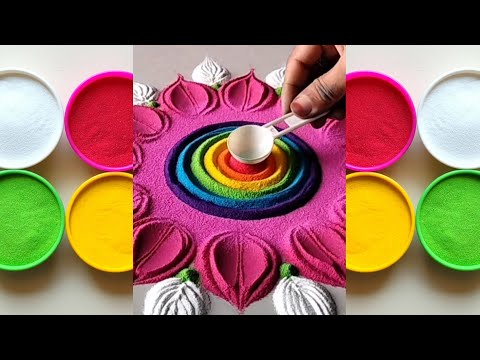 Create Simple Rangoli Designs with Colours Sand | Best Learn Rangoli Art & Colors | Rangolis Videos