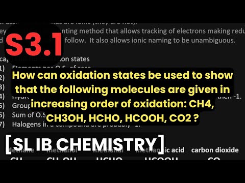 S3.1  Oxidation states of Carbon in CH4 , CH3OH, HCHO, HCOOH, CO2 [SL IB CHEMISTRY]