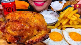 ASMR WHOLE ROAST CHICKEN, EGGS, FRIES, SWEET PEPPER MUKBANG MASSIVE Eating Sounds