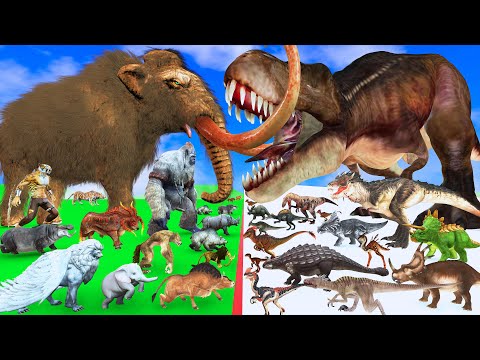 Prehistoric Mammals vs Prehistoric Dinosaurs Size Animal Epic Battle Mammoth Elephant vs Dinosaur