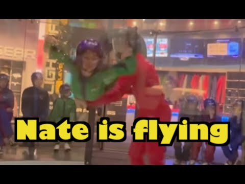 Nate and Nessa go flying at the skydiving simulator