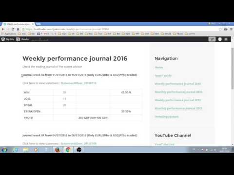 Binary options Auto trading robot MT4 Journal Week 02 Win Ratio = 45 %