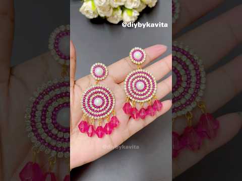 Trending Diy Earrings❤️✨ #diycraft #earrings #kundanjewellery #youtubeshorts #diyideas