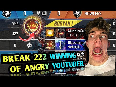 BREAK 222 WINNING OF ANGRY YOUTUBER _FREE FIRE MAX :How to Survive Against 222 Consecutive Wins