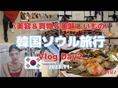 【韓国旅行Vlog】Day2 美容と買い物と美味しいもの | 東大門とカロスキル江南 |  ソウル女子旅 23年11月