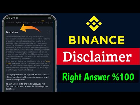 Binance Spot Trading Disclaimer Quiz Answers | Binance Disclaimer Answer | Binance Spot Disclaimer