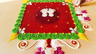 🌺Easy Rangoli Design For Beginners / 💖Beautiful Art Of Rangoli / 💐Festive Rangoli Designs 🌟