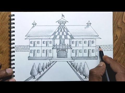 School drawing/How to draw School step by step so easy