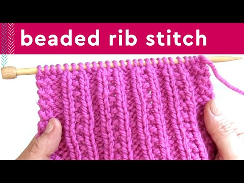 Beaded Rib Stitch Knitting Pattern for Beginners (2 Row Repeat)