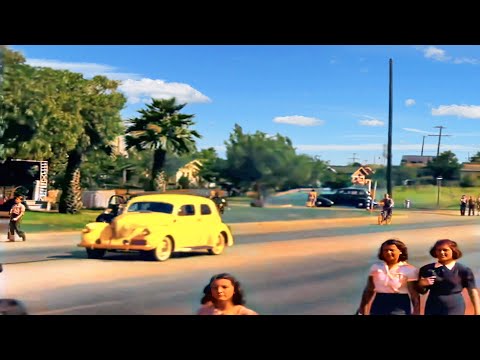 California 1930s in color,  San Pedro, Olympic Blvd [60fps, Remastered] w/sound design added