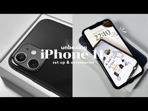 iphone 11 unboxing 2023 (black) 🖤 | aesthetic unboxing + set up, accessories ✧.*