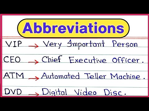 Common Abbreviations in English || Full form || Abbreviation and acronyms