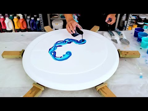 Trying New Things (New to Me!)! - Swipe and Spin in Beautiful Blues! - Acrylic pouring