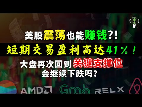 美股震荡也能赚钱，两个星期短期交易盈利41％！！大盘再次回到关键支撑位，会继续下跌吗？ | CHIVEST带你看美股 | 22.02.2022 SE ABNB AMD GRAB RLX NU