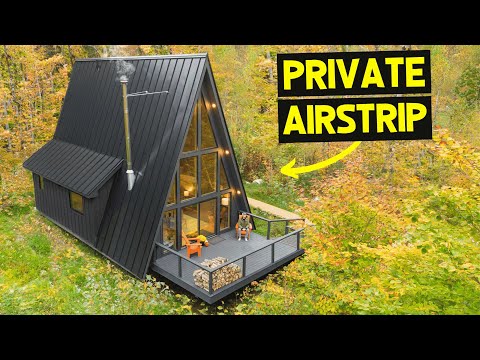 OFF-GRID A-FRAME CABIN w/ PRIVATE AIRSTRIP & PLANE! (Full Airbnb Tour)