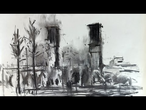 FREEHAND Charcoal Drawing Brings Ancient Architecture to LIFE!