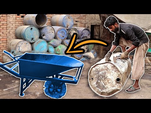 Indigenous technique in converting old oil drums into wheelbarrows