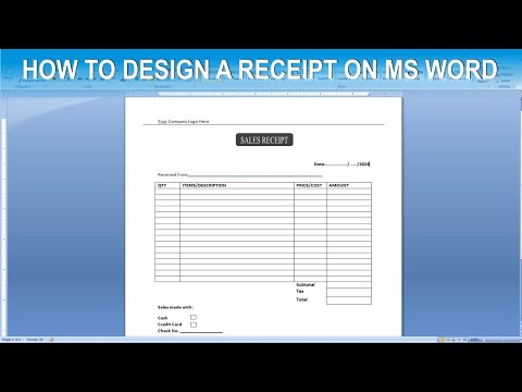 How to design a Sales Receipt using MS Word Step-by-Step