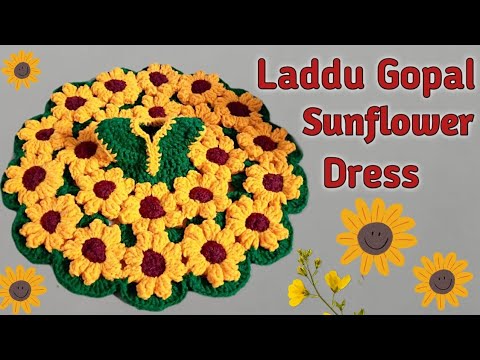 5,6 NO. Laddu Gopal Sunflower 🌻Dress (crochet) //STEP BY STEP