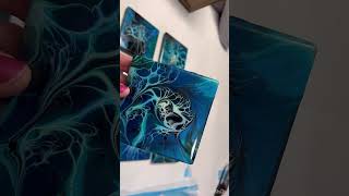 AMAZING 💙🤩💚🤩 Table Coaster Art - DIY Pouring Paints #trirrrtistry #acrylicpouring #fluidart