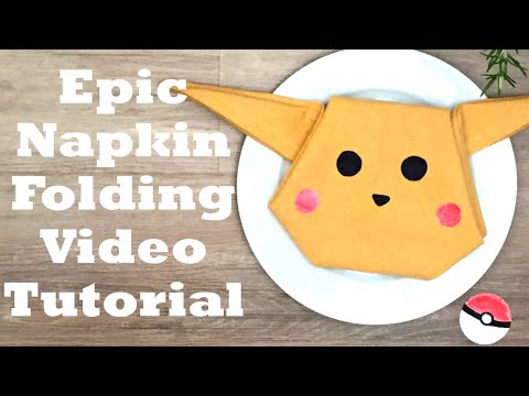 Pikachu Napkin Folding Tutorial - 3 minute video tutorial - Episode 40