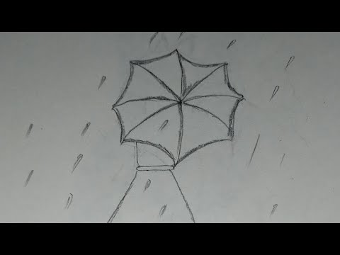 a girl with umbrella drawing