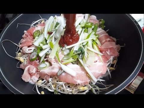 fam cook : 콩불, 콩나물불고기 만들기 Bean sprout bulgogi,  kongbul (asmr, mukbang, eating show)