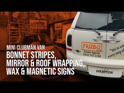 Mini Clubman Van Branded Magnetic Signs, Bonnet Stripes & Roof & Mirror Wrapping | Wraptor Customs