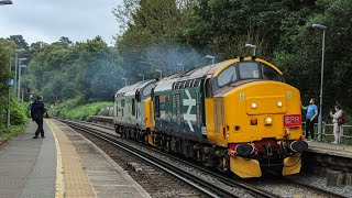 class 37407 (Blackpool tower) + 901 thrashing out of sandling station with its iconic engine!