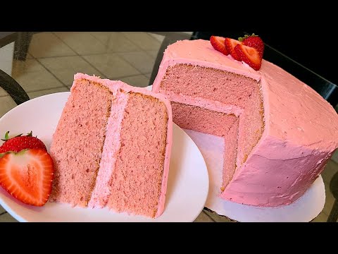 Strawberry Supreme Layer Cake from scratch | 2 layers of strawberry cake with a strawberry frosting