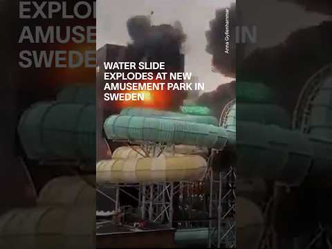 Water Slide Explodes At New Amusement Park in Sweden #shorts