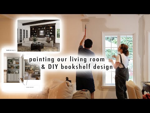 painting our living room *DIY bookshelf design*