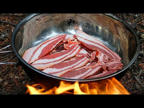 Split Log Stove Cooking - Pancake Bacon Dippers