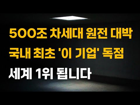 [주식] 500조 차세대 원전 대박 국내 최초 '이 기업' 독점 세계 1위 됩니다.[12월주식전망, 두산에너빌리티, 두산중공업, 원전관련주, 대한전선, 원전대장주]