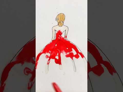 Beautiful dress painting 👗|| watercolor #shortvideo #shorts #watercolorpainting #creativeart