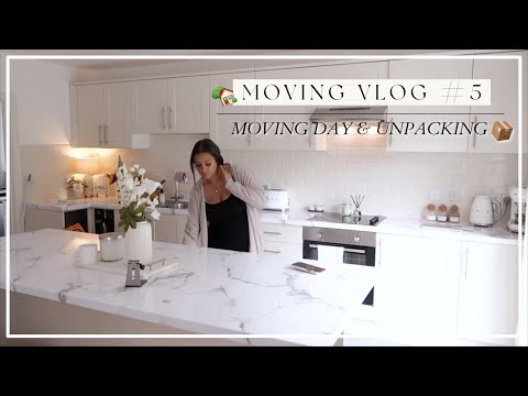 MOVING VLOG #5 | MOVING DAY & UNPACKING! MARBLE KITCHEN WRAP HACK!