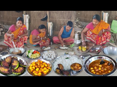 Paneer potato recipe and brinjal fry | Desi style cooking paneer recipe | Bengali village cooking