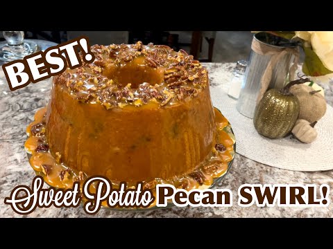 BEST Sweet Potato Pound Cake Recipe | Holiday Recipes | With Pecan Swirl Filling 🙌🏽