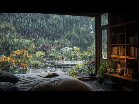 🌿Take your cozy time in a small bedroom hidden in the rainy garden | Rain ASMR