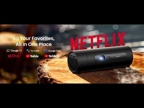 JMGO PicoFlix GTV 1080P Mini Projector – Wifi & Bluetooth, 4.5H Battery, 450 ANSI Lumens, 150"Screen