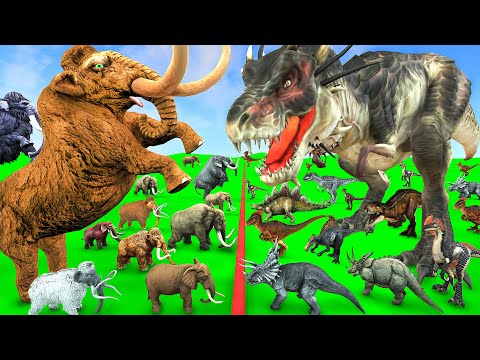 ARBS Prehistoric Mammals vs Prehistoric Dinosaurs Size Epic Battle Mammoth Elephant vs Dinosaur