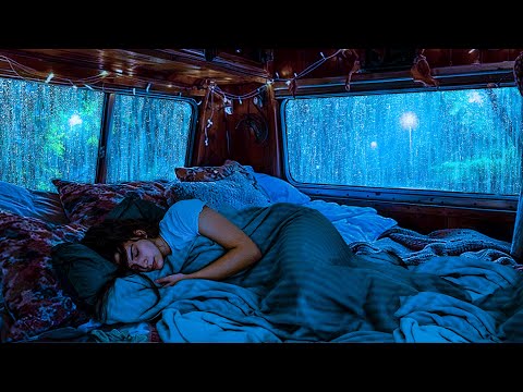 Healing Sleep Within 3 Minutes to Sleep Well with Sounds Rain and Thunder on Cozy Car at Night