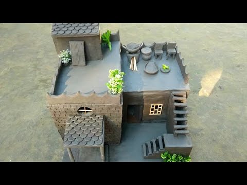 How to make clay house|small clay house|build villa with clay|hand craft kbs | clay house