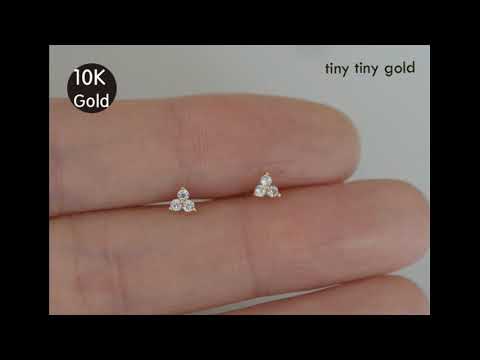 tinytinygold l Tiny CZ stud earrings