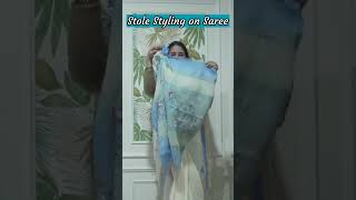 Stole Styling on Saree#trendingshorts #fashionstyle  #viralwinterhacks #youtubeshorts #stylinginspo