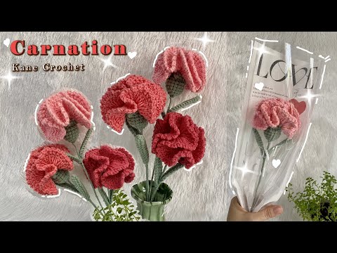 CROCHET FLOWER 💐 Crochet Carnation Flower Tutorial 💖 Crochet Valentine Gifts