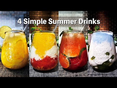 【4 Easy Summer Drinks】Simple and delicious！🍍🥭🥥🍊🍉🍋🍇