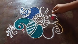 Peacock Rangoli Designs 🌷 Easy Rangoli Designs 🌷 Freehand Rangoli Designs 🌷@saptrangi 🌷#rangoli