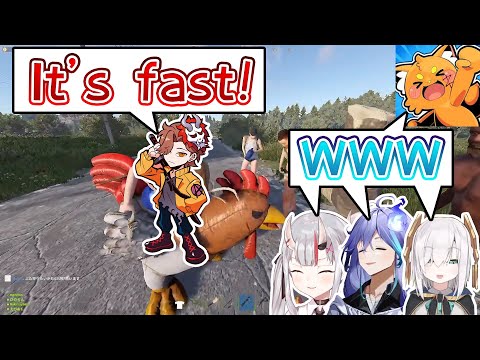 【VCR RUST】Arisaka feels embarrassed after knowing the chicken is not fast【Ayame/Rio】【Eng/JP Sub】